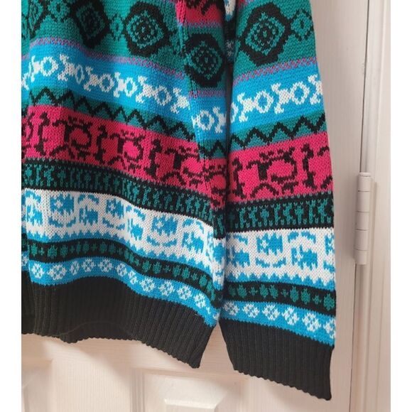 Bright Print Knit Sweater L Unisex - Picture 7 of 8